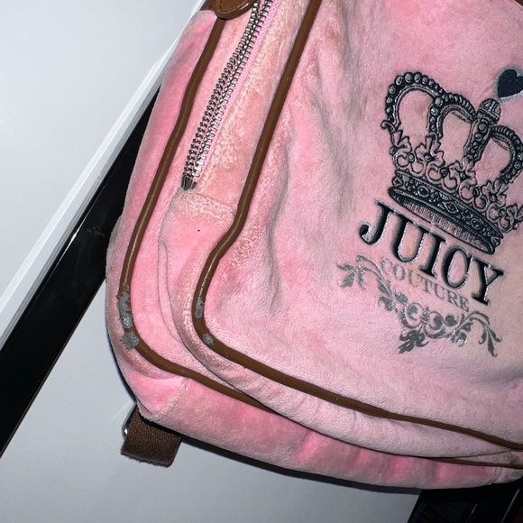 Vintage Rare Pink Juicy Couture Backpack Velour Purse Shoulder Bag y2k preloved - Picture 2 of 15